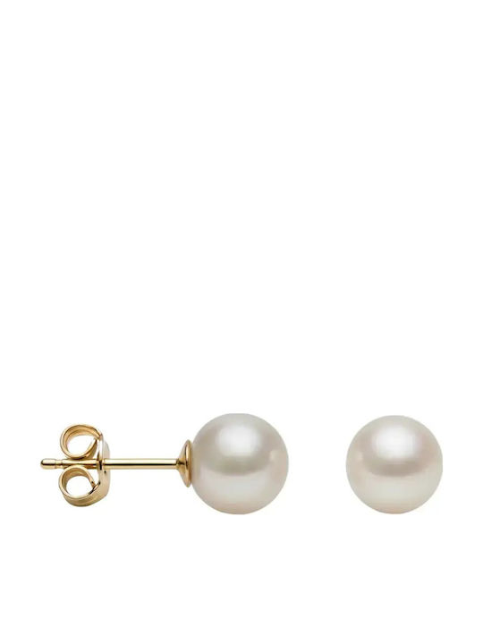 Stud Earrings Made of 14K Gold With Pearls