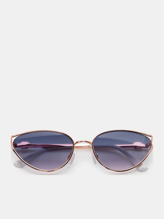 Luigi Women’s Sunglasses with Blue Metallic Frame and Blue Lens