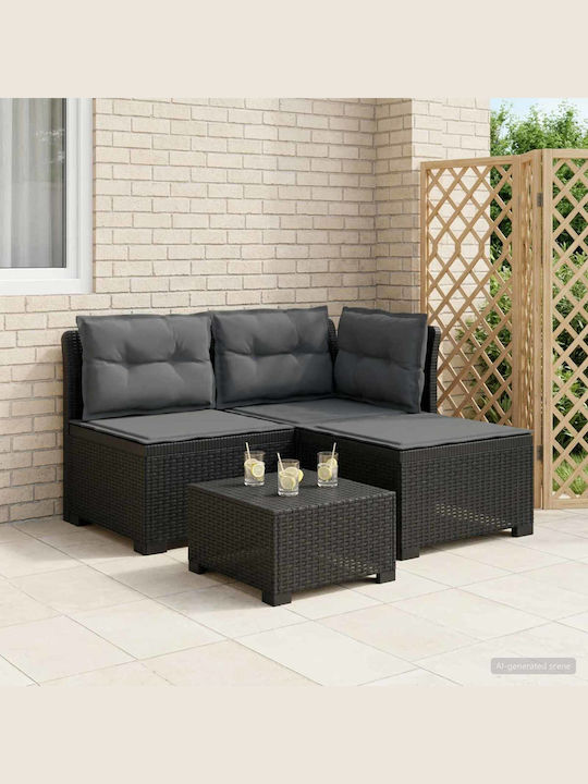 Canapea Trei Locuri De Exterior Din Rattan Cu Perne