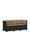 vidaXL Dreisitzer Gartenrattan Sofa mit Kissen