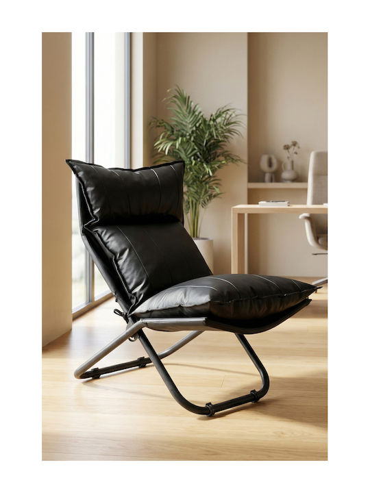 SteweHome Polstersessel aus Künstliches Leder Schwarz 65x100x65cm