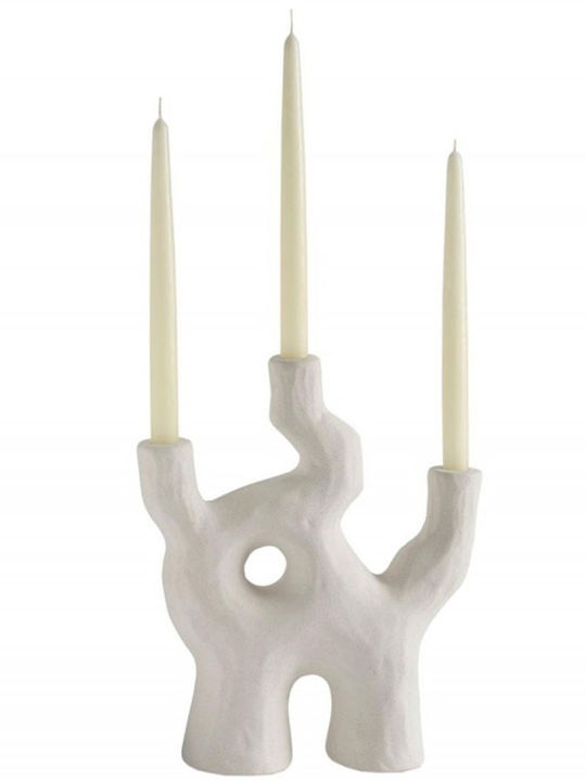 Andrea House Ceramic Candle Holder In White Colour 26x10x32cm