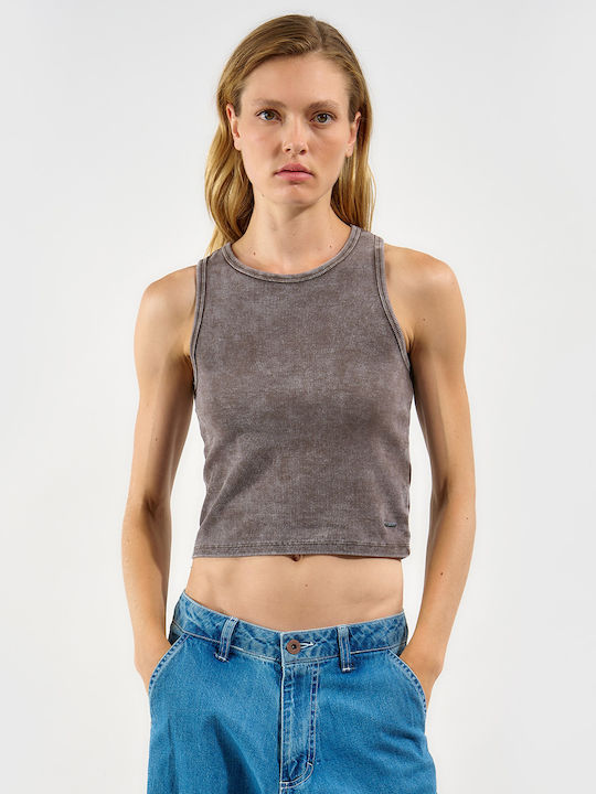 Admiral Women's Sleeveless Brown Polo Blouse