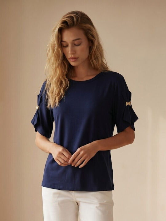 Derpouli Γυναικείο T-shirt Μπλε Navy