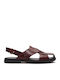 Damen Flache Sandalen Burgundisch