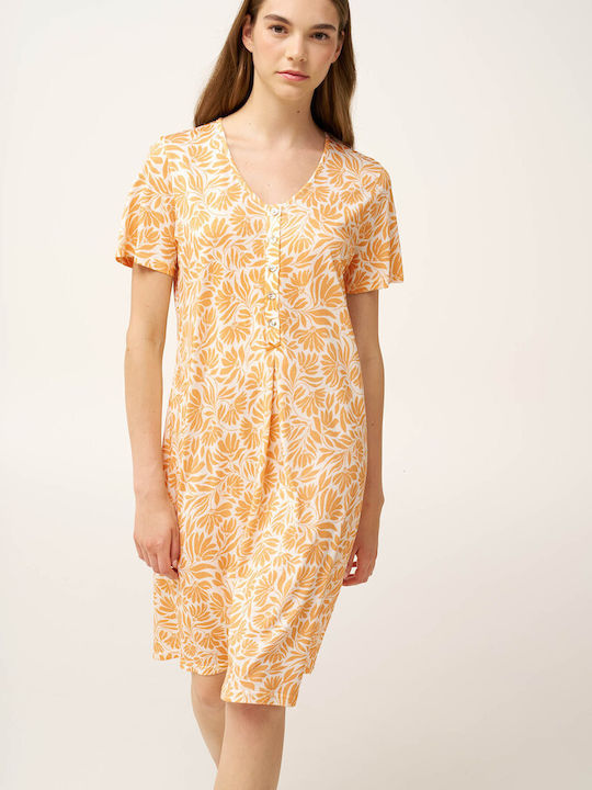 Vamp Summer Cotton Women's Nightgown Orange