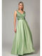 Summer Maxi Evening Satin Dress Light Green