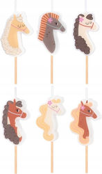 Cake Cupcake Toppers Candles Horses Ponies Horse Birthday 6pcs