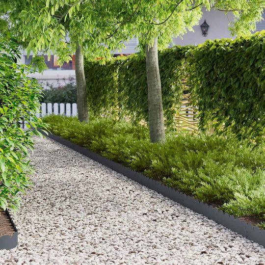 vidaXL Metallic Garden Hedge in Grey Colour 15cm x 1.03m 10 Pieces
