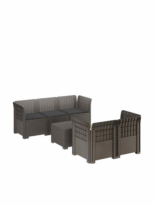 Outdoor Corner Sofa Made of Polypropylene with Cushions