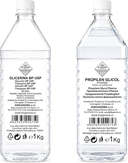 Propylene Glycol Usp 1kg + Vegetable Glycerin 1kg Pg Vg Cosmetic Use Diy Liquid Formulations King Aroma