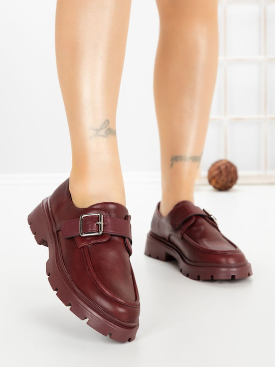 Mocasini Dama În Culoare Burgundy