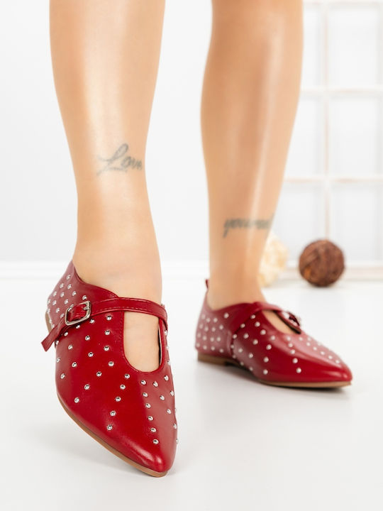 Leather Women's Moccasins In Red Colour