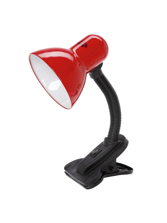 Office Lamp with Flexible Arm for E27 Bulb in Red Colour
