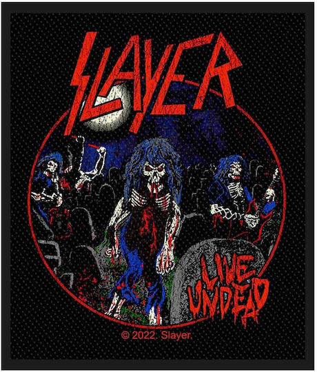 Rock Off Slayer Live Undead Fabric Sewing Sign 10x7cm