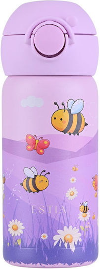 Estia Wonder Bottle Save The Aegean Stainless Steel Kids Thermos Water Bottle with Straw Non Spill Garden Friends 350ml