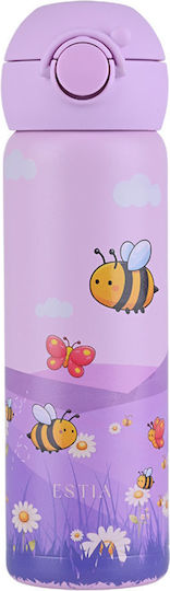 Estia Wonder Bottle Save The Aegean Stainless Steel Kids Thermos Water Bottle with Straw Non Spill Garden Friends 500ml