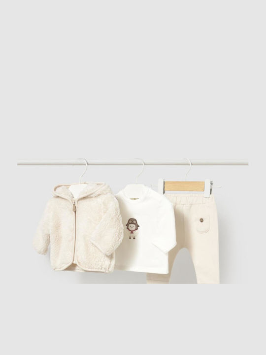 Mayoral Kinder Sweatpants Set Ecru 3 Stück