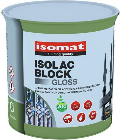Isomat Isolac Block Gloss 0.7 Lt Μετάλλων Απευθείας Εφαρμογή Graphite Μολυβι