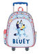 Bluey Ученическа Раница Куфар За Детска Градина Синя С Джоб За Бутилка