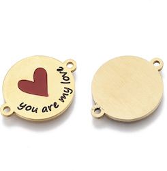 Steel Connector You Are My Love and Gold Enamel Heart 21x16mm 1 Piece Steel Connector You Are My Love and Gold Enamel Heart 21x16mm 1 Piece