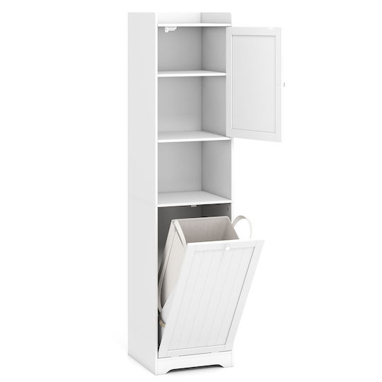 Costway JV12827WH Badezimmer-Säulenschrank Boden für Wäscherei 40x40x170cm Weiße