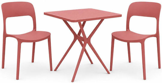 Outdoor Dining Set 3 Pieces Pink