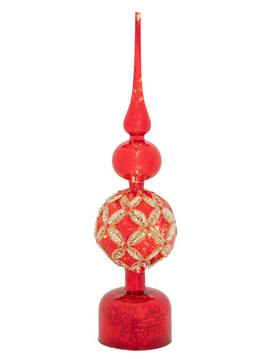 Roter Glasartiger Beleuchtbarer Christbaumschmuck Kegel Mit LED-Licht Dreht Sich F10x40,5cm Batteriebetrieben