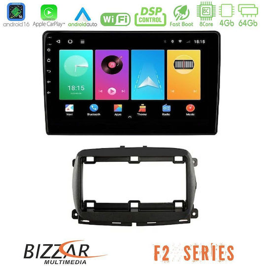Bizzar Car Audio System for Fiat 500 2016 (Bluetooth/USB/WiFi/GPS/Apple CarPlay/Android Auto) with 9" Touch Screen