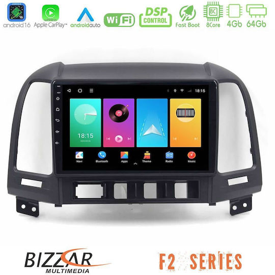 Bizzar Ηχοσύστημα Αυτοκινήτου για Hyundai Santa Fe 2006-2013 (Bluetooth/USB/WiFi/GPS/Apple-Carplay/Android-Auto) με Οθόνη Αφής 10"