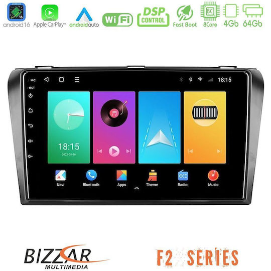 Bizzar Ηχοσύστημα Αυτοκινήτου για Mazda 3 2004-2009 με A/C (Bluetooth/USB/WiFi/GPS/Apple-Carplay/Android-Auto) με Οθόνη Αφής 9"