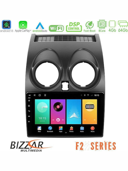 Bizzar Auto-Audiosystem für Nissan Qashqai 2007-2013 (Bluetooth/USB/Eingebautes Wi-Fi / GPS / Apple CarPlay / Android Auto) mit 9 Zoll Touchscreen