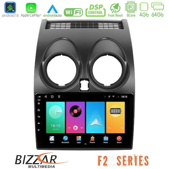 Bizzar Car Audio System for Nissan Qashqai 2007-2013 Bluetooth USB WiFi GPS Apple CarPlay Android Auto with 9" Touch Screen