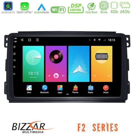 Bizzar Car Audio System for Smart ForTwo 2007-2010 (Bluetooth/USB/WiFi/GPS/Apple CarPlay/Android Auto) with 9" Touch Screen
