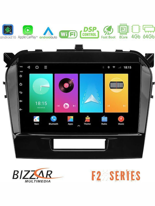 Bizzar Ηχοσύστημα Αυτοκινήτου για Suzuki Vitara 2015-2021 (Bluetooth/USB/WiFi/GPS/Apple-Carplay/Android-Auto) με Οθόνη Αφής 9"