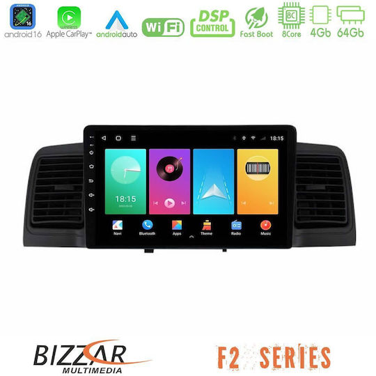 Bizzar Car Audio System for Toyota Corolla 2002-2006 Bluetooth USB WiFi GPS Apple CarPlay Android Auto with 9" Touch Screen