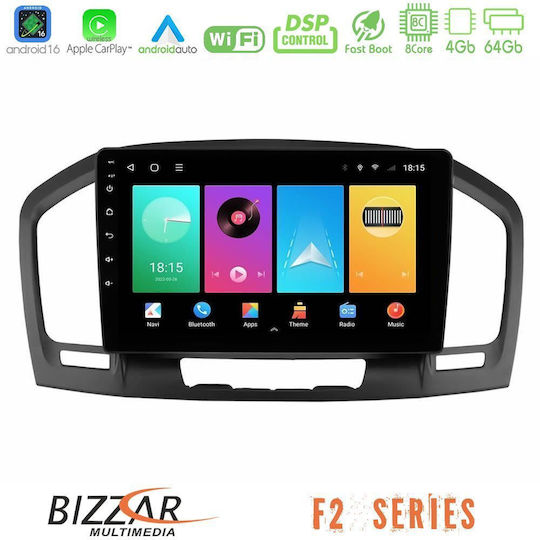 Bizzar Auto-Audiosystem für Opel Insignia 2008-2013 mit Touchscreen 9" Bluetooth USB WiFi GPS Apple CarPlay Android Auto