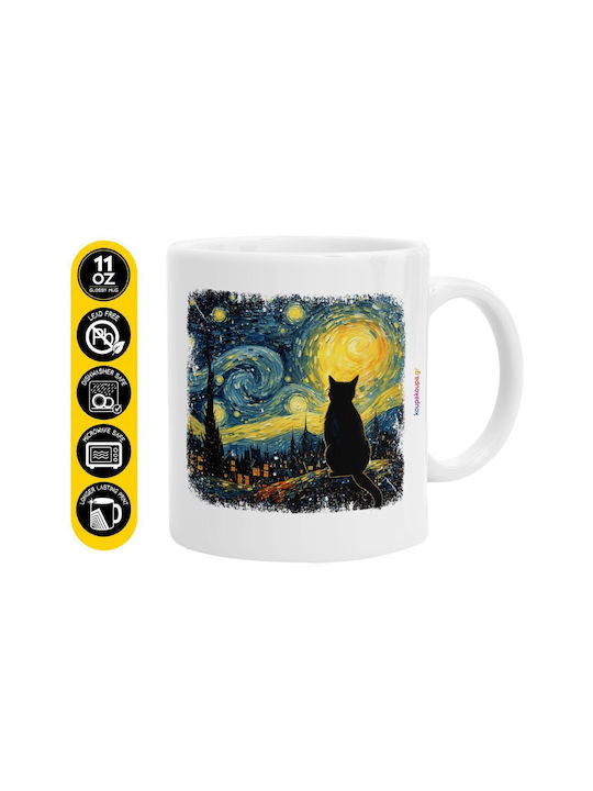 Koupakoupa Starry Night Cat Ceramic Black Mug 3...