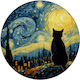 Koupakoupa Starry Night Cat Glas-Schneidebrett 30x30cm