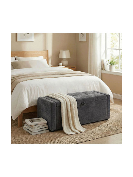Footstool with Storage Space Upholstered with F...