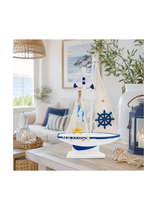 Decorative Wooden Sailboat Nautical Ornament 30x46cm Galifas 88182 Galifas