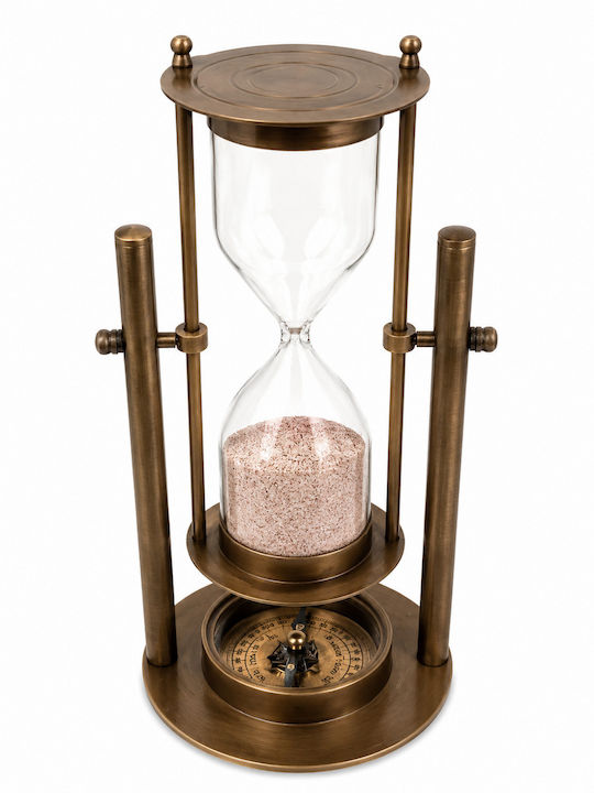 Hourglass Chronos Navigator Brass Antique Tabletop Decor 10.5x20cm