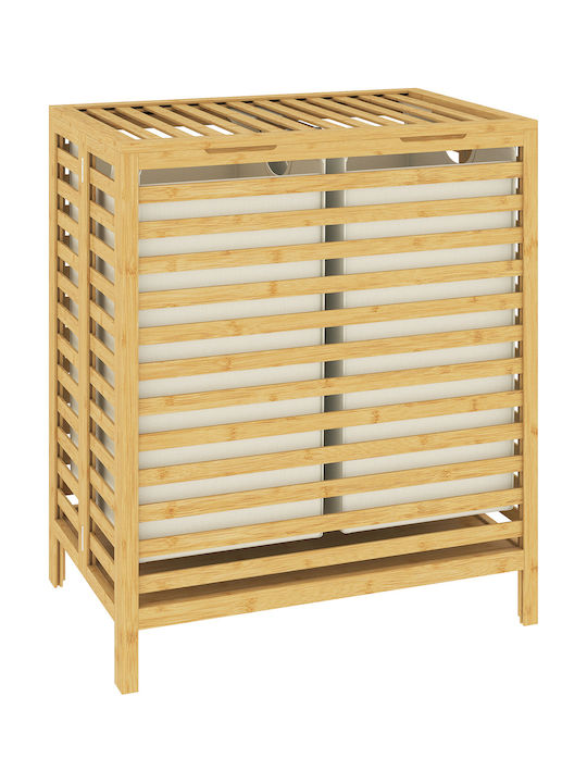 HomCom Καλάθι Απλύτων Bamboo Πτυσσόμενο 64lt με Καπάκι Λευκό