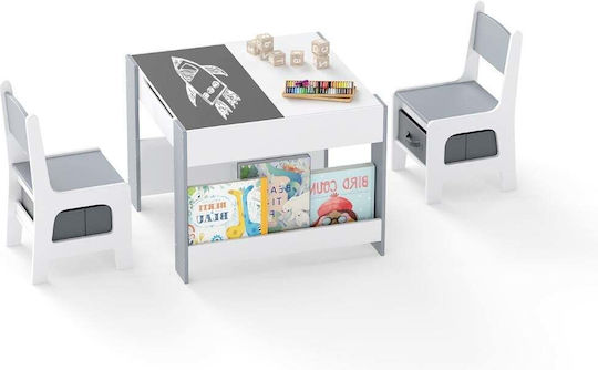 Kids Table Set with Chairs for Painting Grey Costway