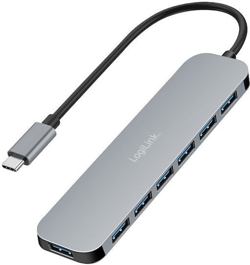 LogiLink USB Hub 7 Ports USB 3.2 with USB-C Connection Silver