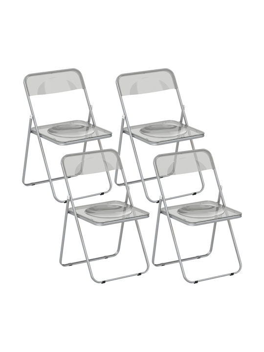 Gartenstühle Metallisch Grau 4 Stück