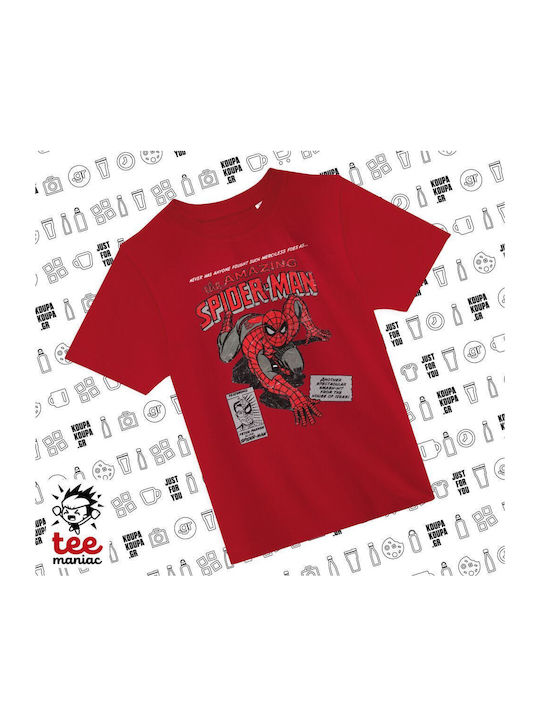Tee Maniac Kinderoberteile T-Shirt Rot Spiderma...