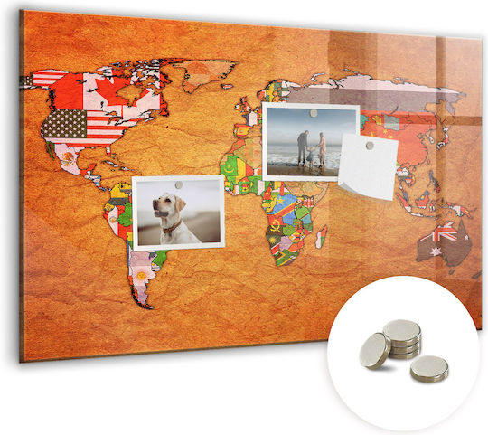 Magnetic Board World Map Flags One Magnet 60x40