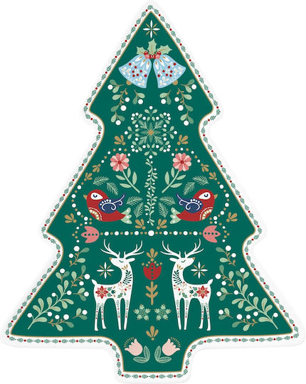 Easylife Christmas Folk Χριστουγεννιάτικη Πιατέλα Πορσελάνινη Δεντράκια 25.5x20.5εκ.