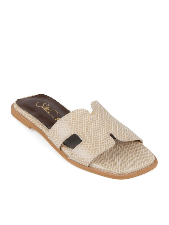 Silia D Leder Flache Sandalen Für Damen Beige